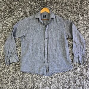 Turtle Limited Edition Pure Linen Gray Button Down Shirt Mens 39cm 15.5in Neck